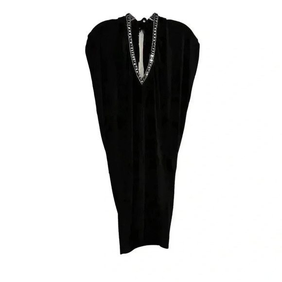 Moda International XS Black Sleeveless Dress Beaded Trim Party Cocktail - Picture 10 of 13